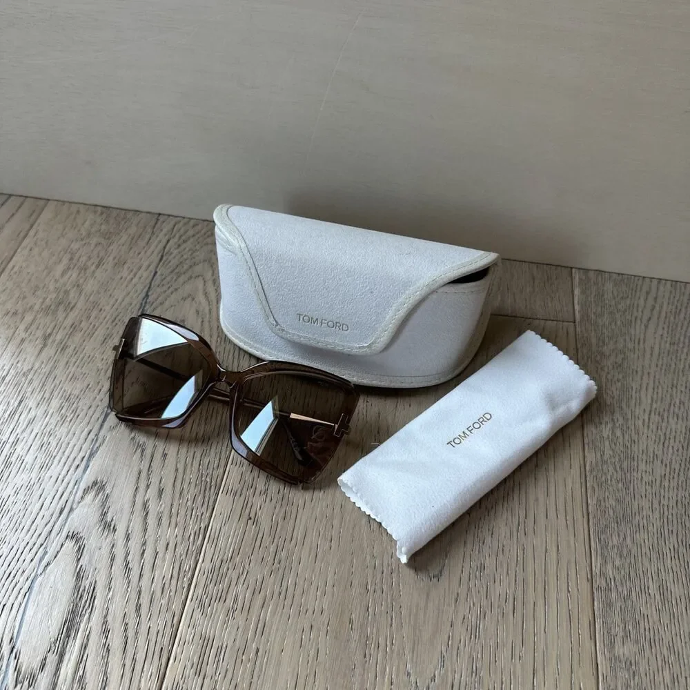 Tom Ford TF766 Gia Sunglasses 57G Rose Champagne 63-19 Italy w Case